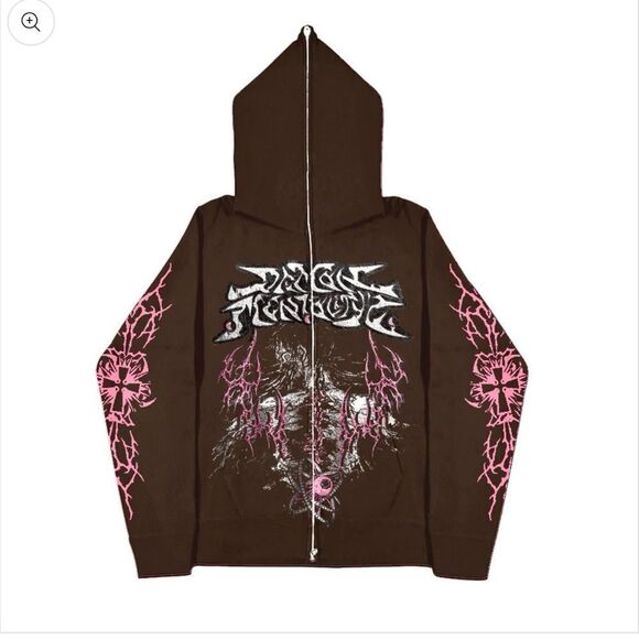 Demon Mentalityz Full Zip Villain Hoodie Brown M NWT IN PACKAGING - Picture 1 of 4